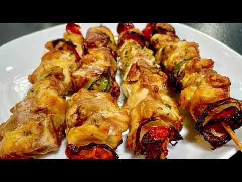 Receta de brochetas de pollo usando freidora de aire