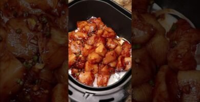 comida rápida y saludable con freidora de aire de pollo vegana