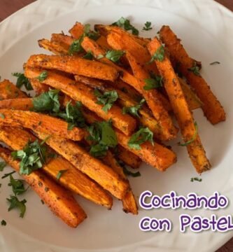 plato principal bajo en calorías en freidora de zanahoria con especias