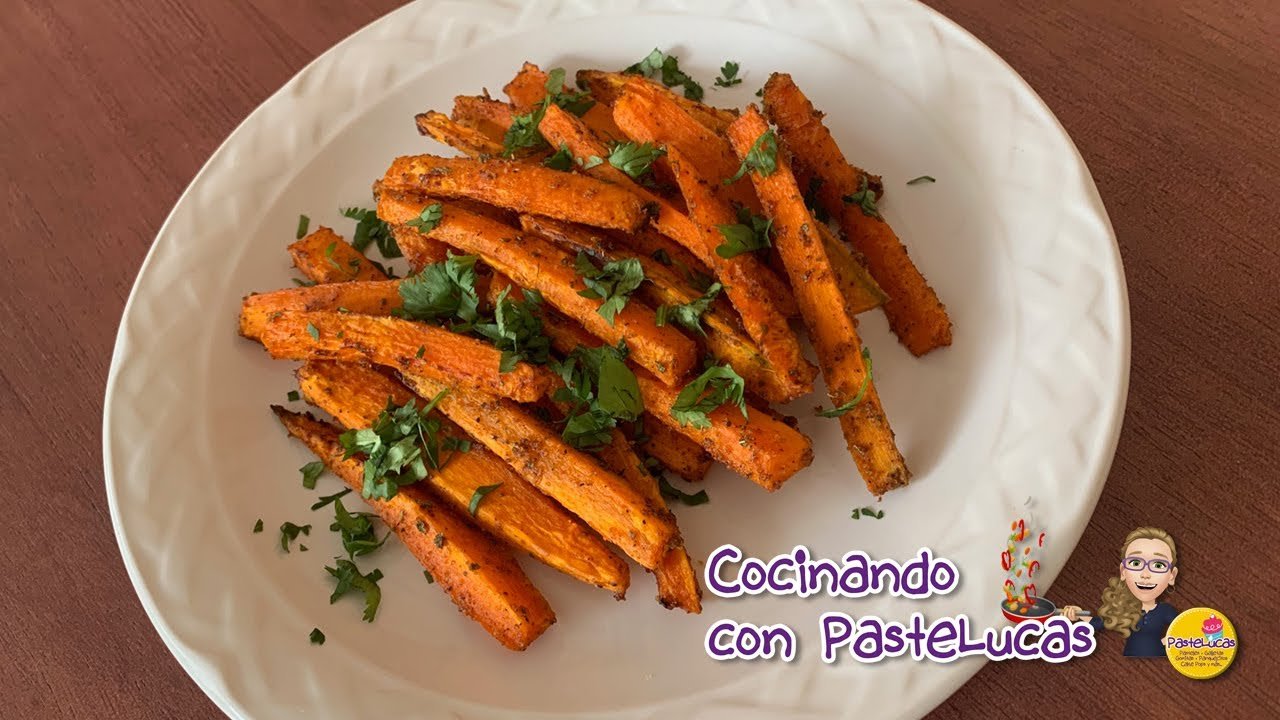 cena ligera con freidora de aire de zanahoria al vapor