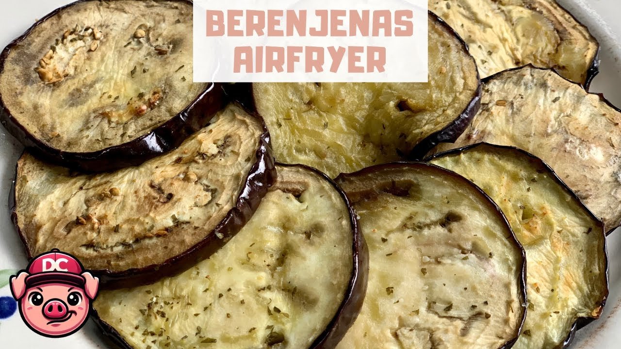 receta saludable con freidora de aire de berenjena vegana